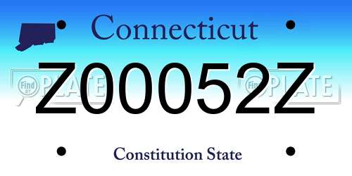 Z00052Z Connecticut License Plate