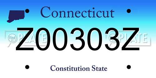 Z00303Z Connecticut License Plate