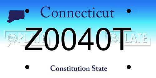 Z0040T Connecticut License Plate