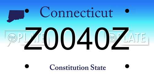 Z0040Z Connecticut License Plate