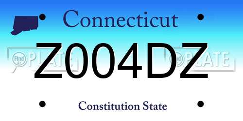 Z004DZ Connecticut License Plate