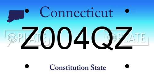 Z004QZ Connecticut License Plate