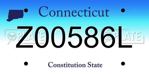 Z00586L Connecticut License Plate