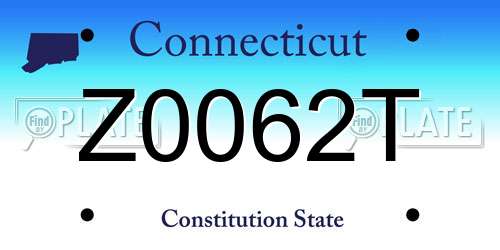 Z0062T Connecticut License Plate