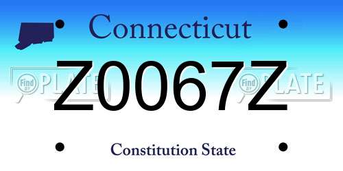 Z0067Z Connecticut License Plate