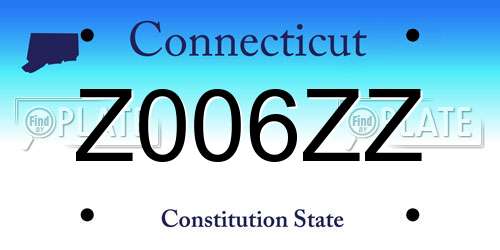 Z006ZZ Connecticut License Plate