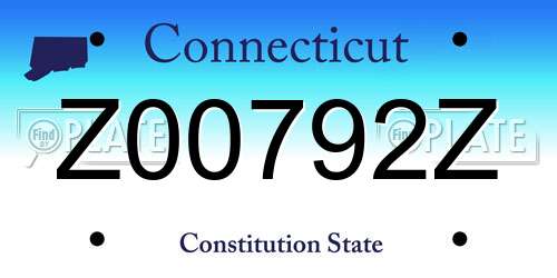 Z00792Z Connecticut License Plate