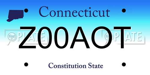 Z00AOT Connecticut License Plate