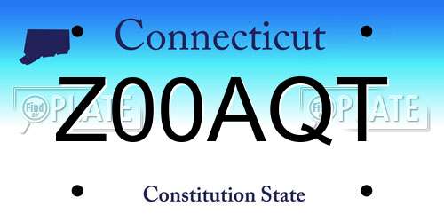 Z00AQT Connecticut License Plate