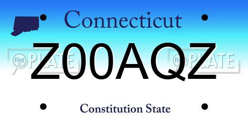 Z00AQZ Connecticut License Plate