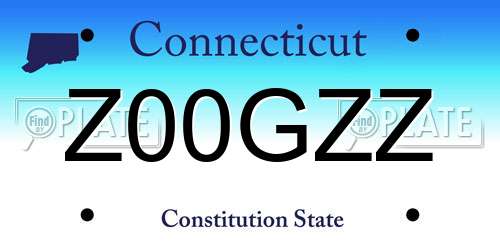 Z00GZZ Connecticut License Plate