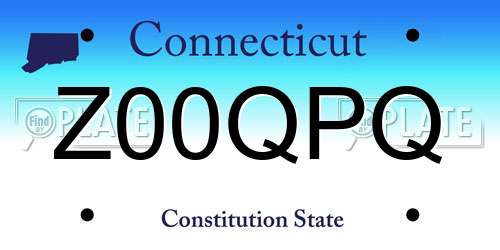Z00QPQ Connecticut License Plate