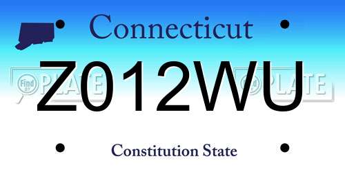 Z012WU Connecticut License Plate