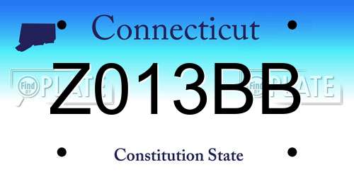 Z013BB Connecticut License Plate