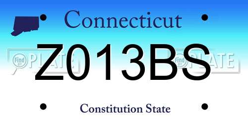 Z013BS Connecticut License Plate