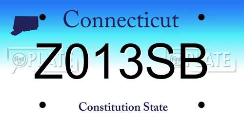 Z013SB Connecticut License Plate