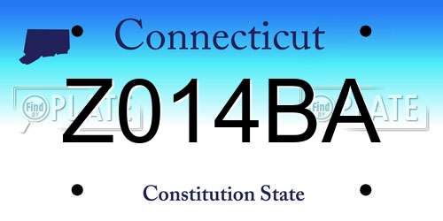 Z014BA Connecticut License Plate