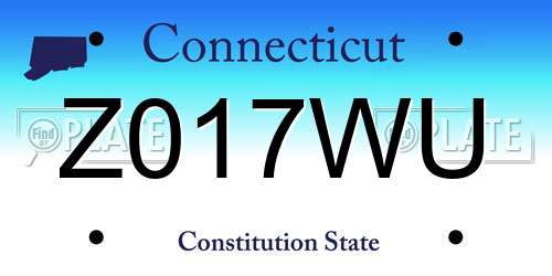 Z017WU Connecticut License Plate