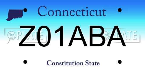 Z01ABA Connecticut License Plate