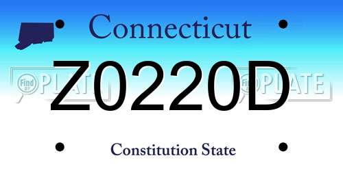 Z0220D Connecticut License Plate