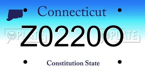 Z0220O Connecticut License Plate