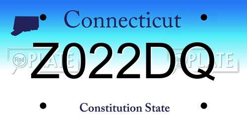 Z022DQ Connecticut License Plate