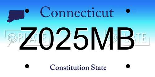 Z025MB Connecticut License Plate