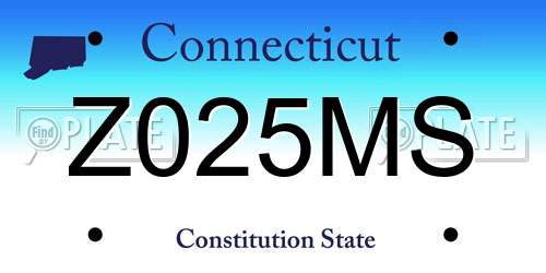 Z025MS Connecticut License Plate