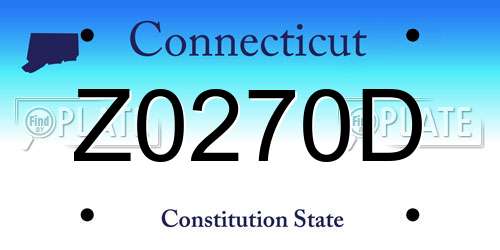 Z0270D Connecticut License Plate