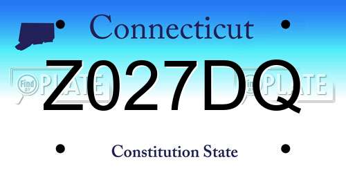 Z027DQ Connecticut License Plate