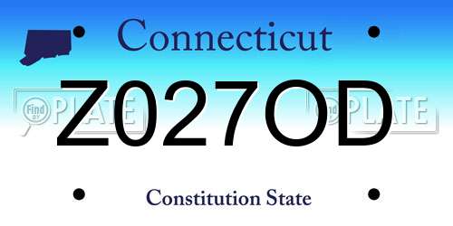 Z027OD Connecticut License Plate