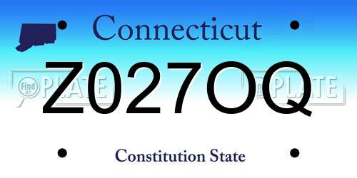 Z027OQ Connecticut License Plate