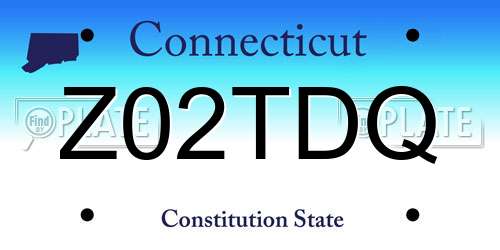 Z02TDQ Connecticut License Plate