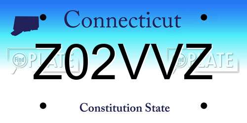 Z02VVZ Connecticut License Plate