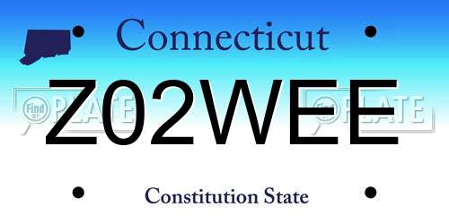 Z02WEE Connecticut License Plate