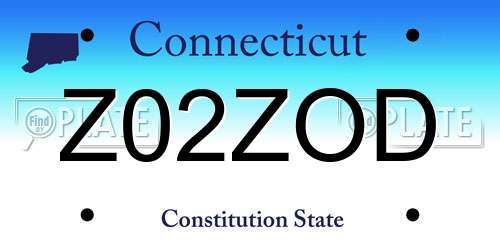 Z02ZOD Connecticut License Plate