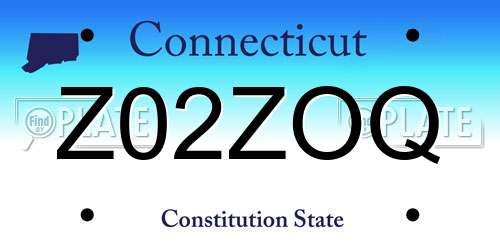 Z02ZOQ Connecticut License Plate
