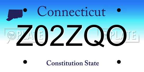 Z02ZQO Connecticut License Plate