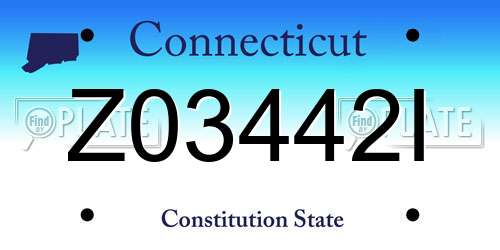 Z03442I Connecticut License Plate