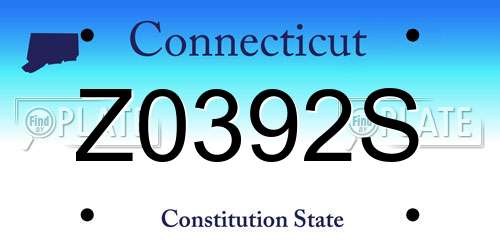 Z0392S Connecticut License Plate