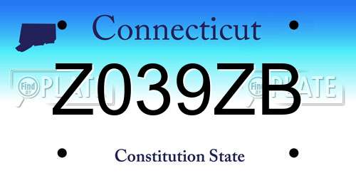 Z039ZB Connecticut License Plate