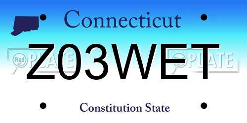 Z03WET Connecticut License Plate