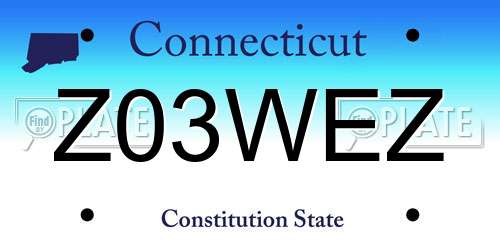 Z03WEZ Connecticut License Plate