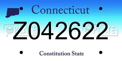 Z042622 Connecticut License Plate