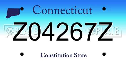 Z04267Z Connecticut License Plate
