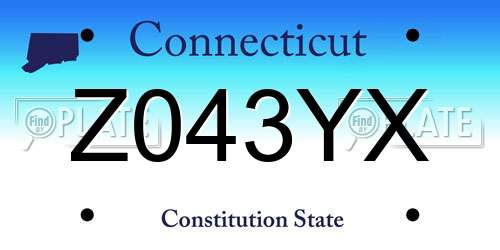 Z043YX Connecticut License Plate
