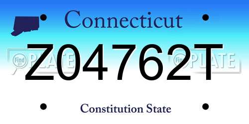 Z04762T Connecticut License Plate