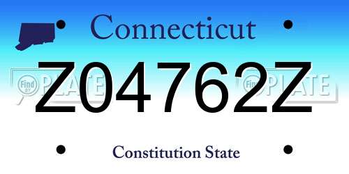 Z04762Z Connecticut License Plate