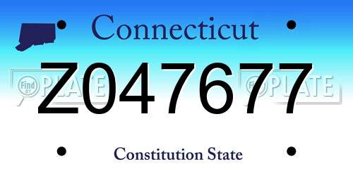 Z047677 Connecticut License Plate