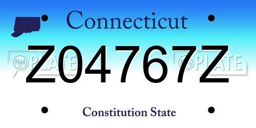 Z04767Z Connecticut License Plate